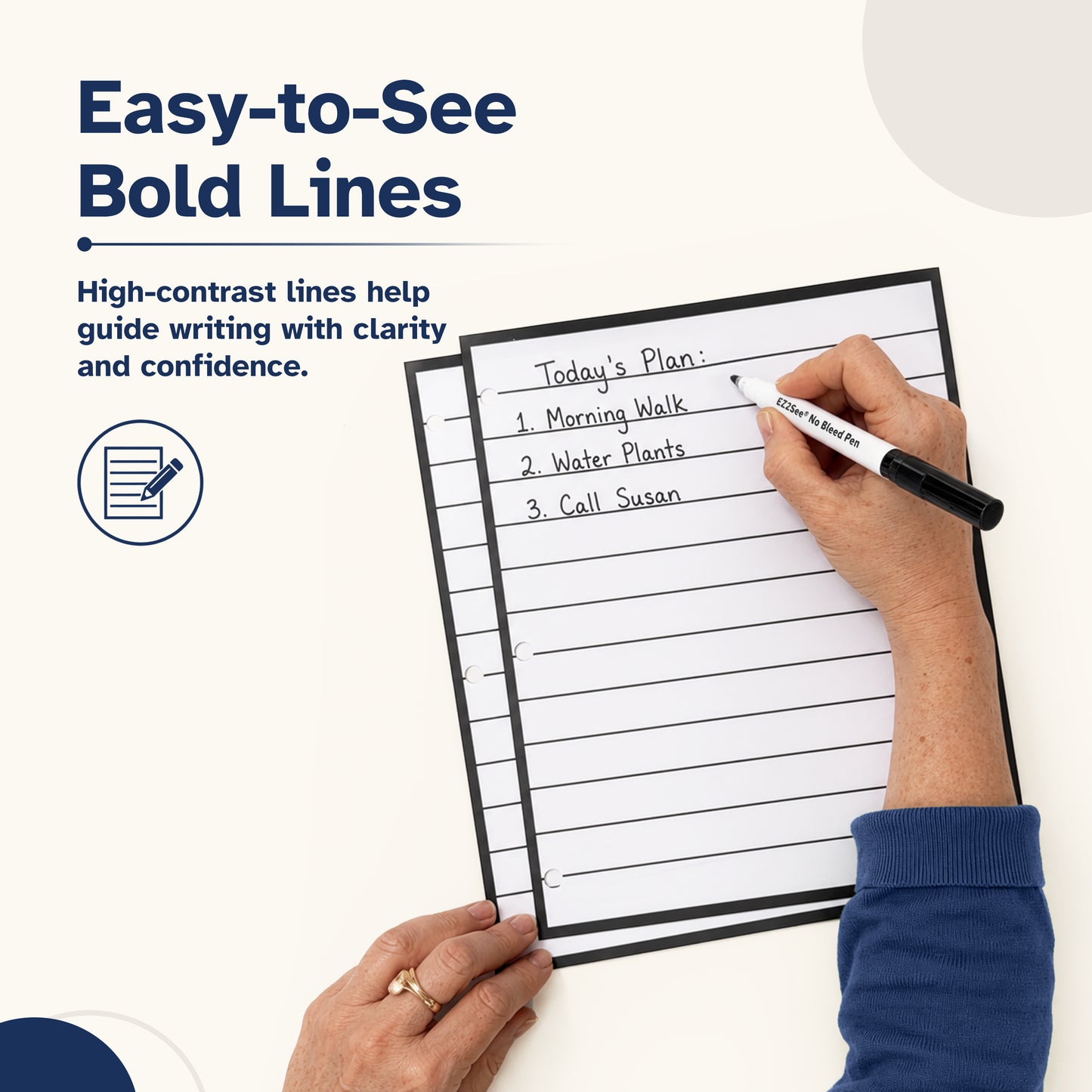 EZ2See® Lined Paper — Bold Line Writing Paper for Low Vision