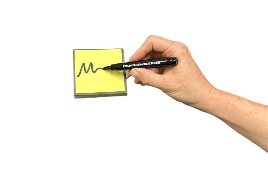 Sample thickness of no bleed marker on EZ2See Sticky Note