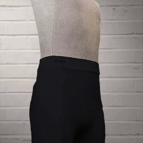 GeriHip Hip Protector Briefs in Black displayed on a mannequin