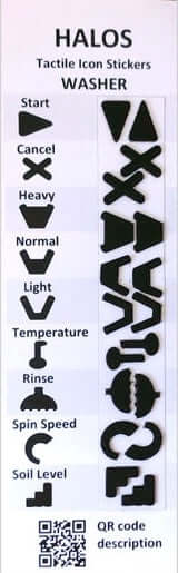 Halos Tactile Icon Stickers for Washing Machine in Black