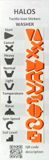 Halos Tactile Icon Stickers for Washing Machine in Orange