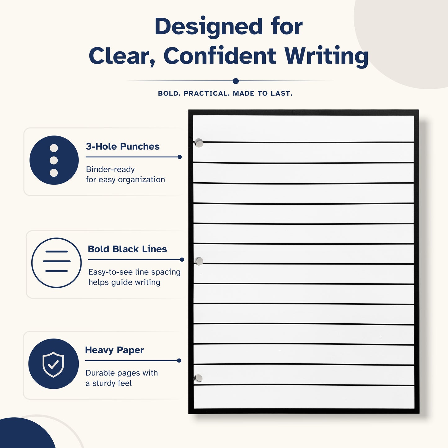 EZ2See® Lined Paper — Bold Line Writing Paper for Low Vision