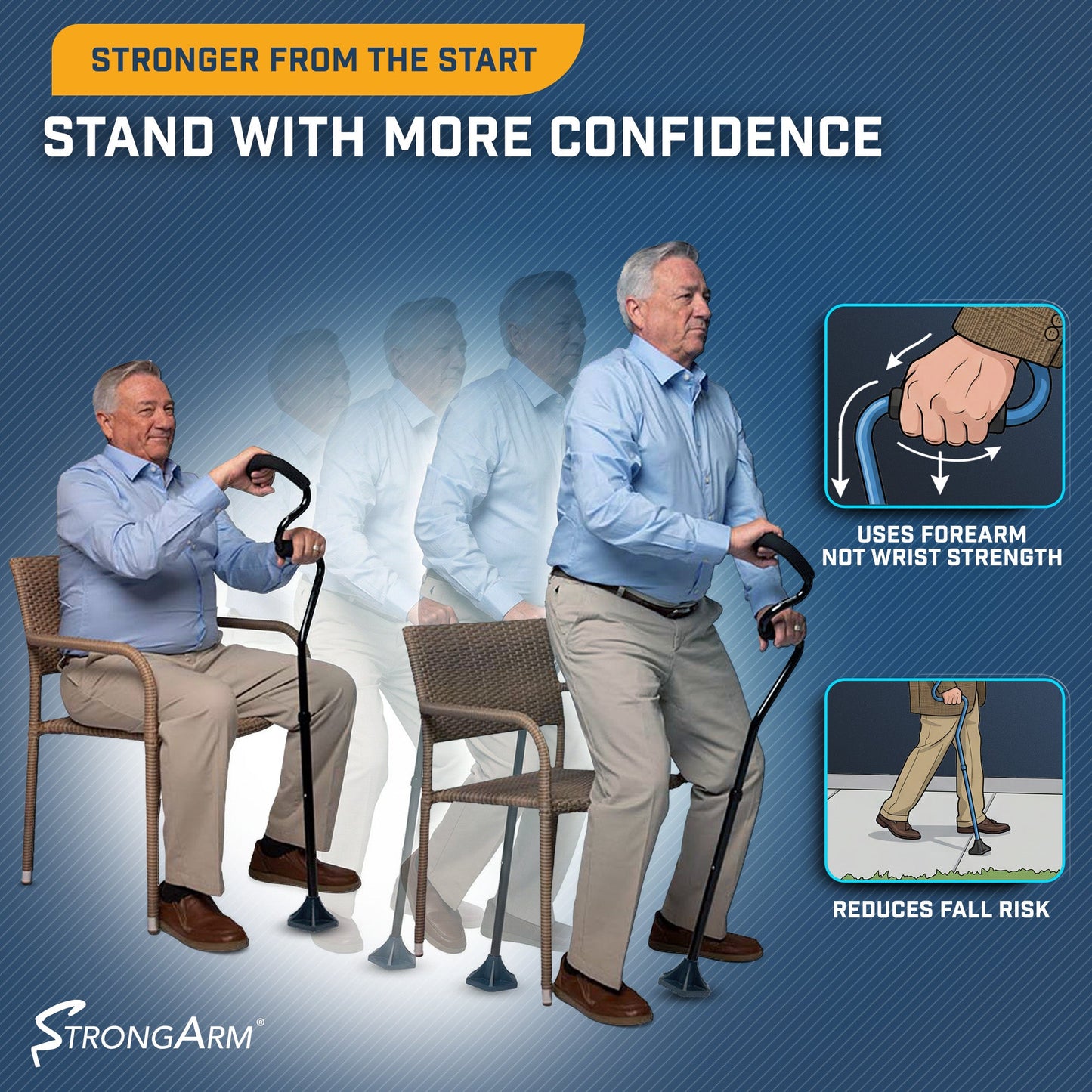 StrongArm Comfort Cane height adjustment — 12 settings