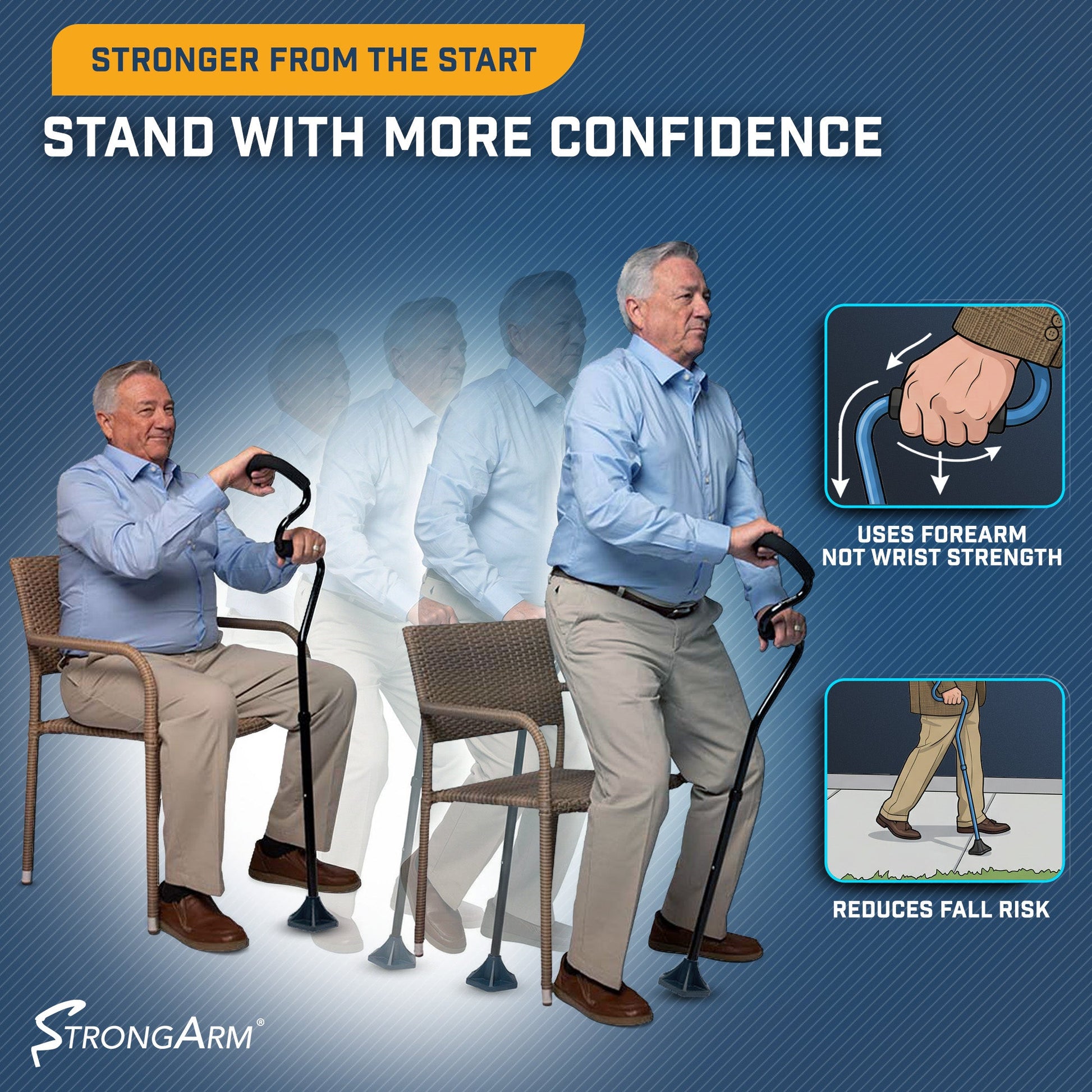 StrongArm Comfort Cane height adjustment — 12 settings
