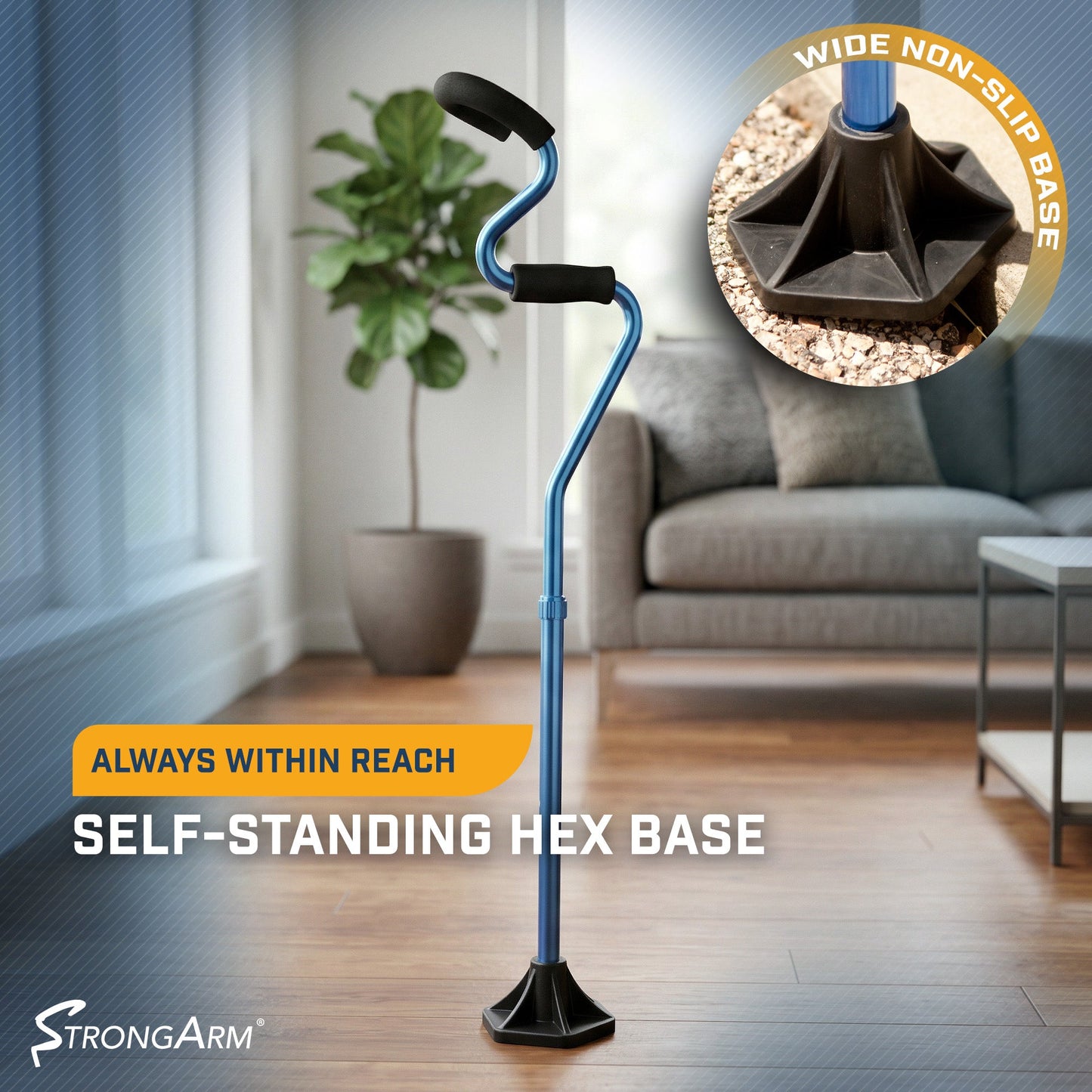 StrongArm Comfort Cane supports up to 500 lb