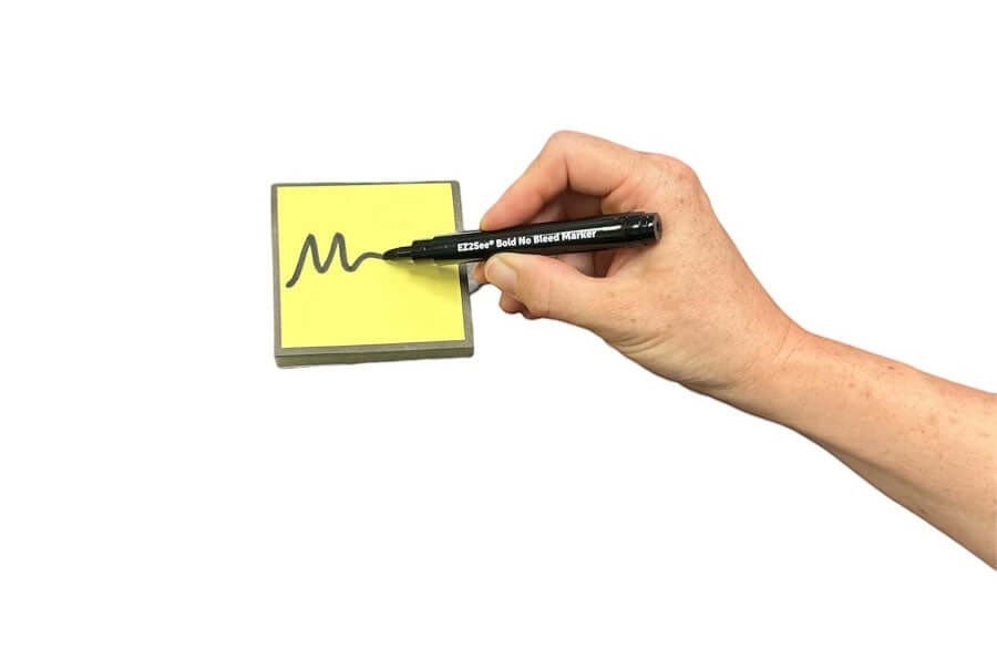 Sample thickness of no bleed marker on EZ2See Sticky Note