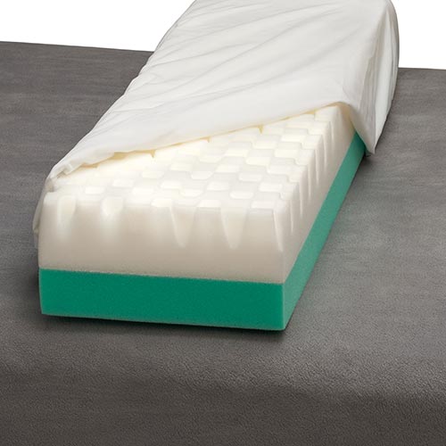 GeriHeel Flotation Foam Pillow with White Cover and Foam Exposed