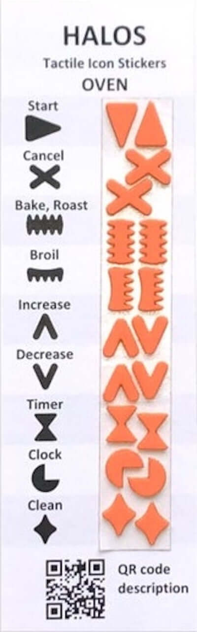 Orange oven stickers on white paper