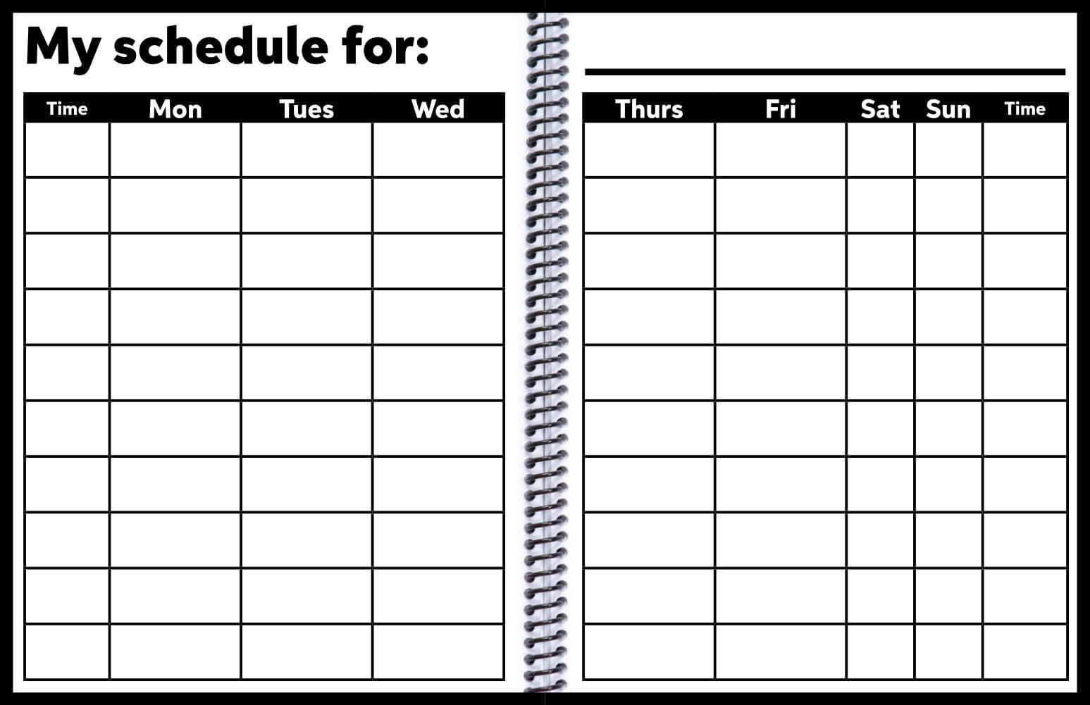EZ2See Academic Weekly Planner - One of the class and activity scheduling worksheets