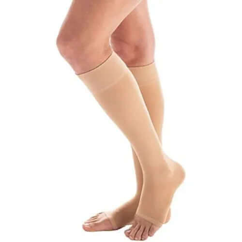 Carolon Compression Knee High Stocking with Open Toe in Beige
