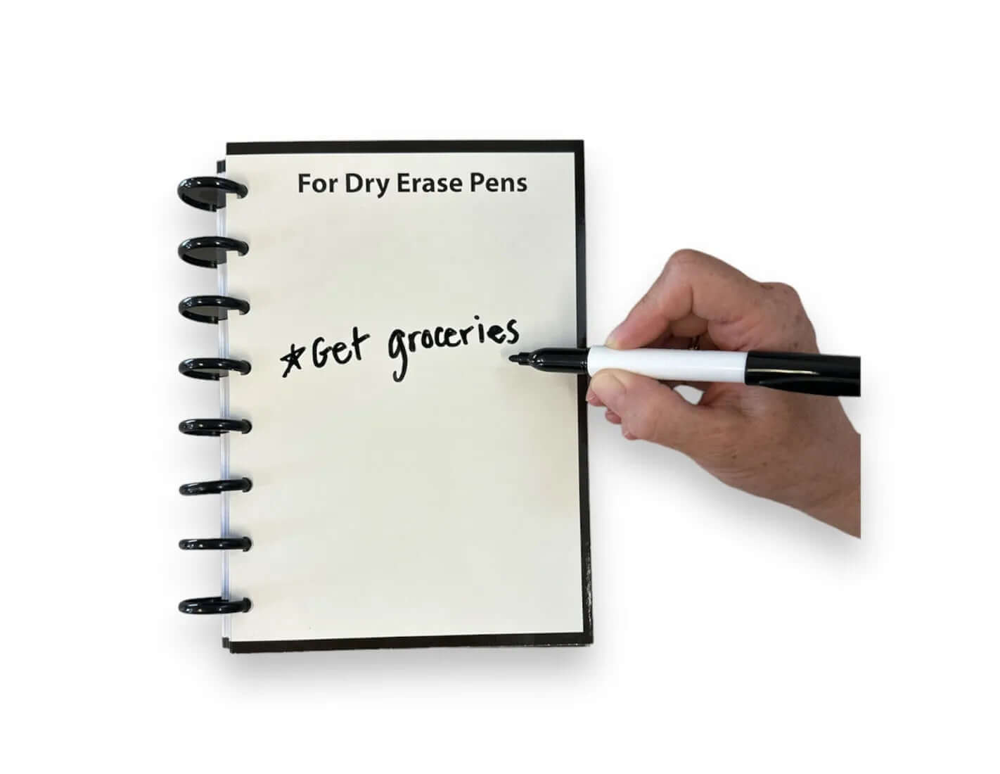 The page of the book that has built-in dry erase features