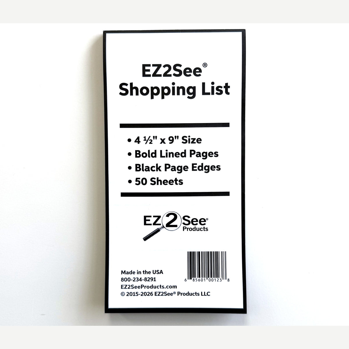 EZ2See® Shopping List — Bold Line Note Pad with Magnet Backing for Low Vision